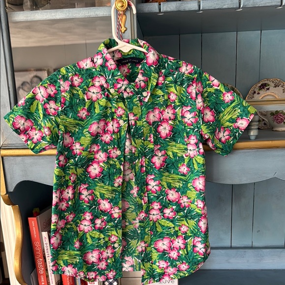 Hibiscus Poplin Shirt Janie and jack Tropical Floral Shirt - Picture 5 of 5
